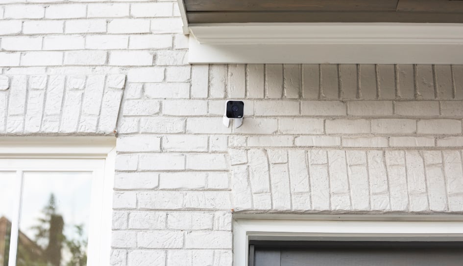 ADT outdoor camera on a Mansfield home